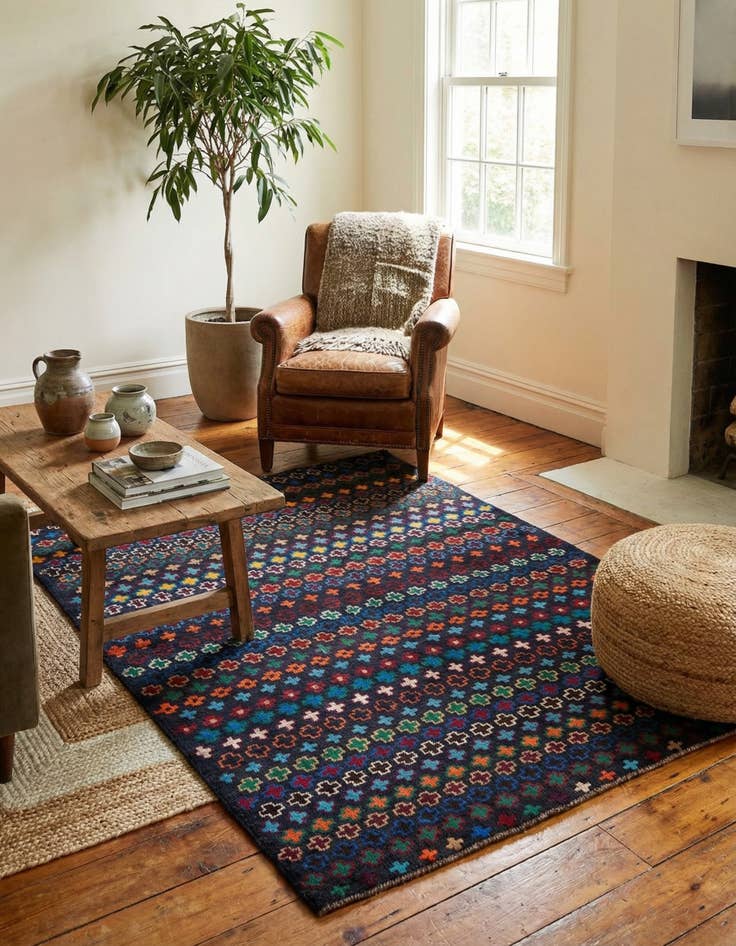 Detail image of  3' 10 x 6' 1  Hand Knotted Balouch Wool Rug