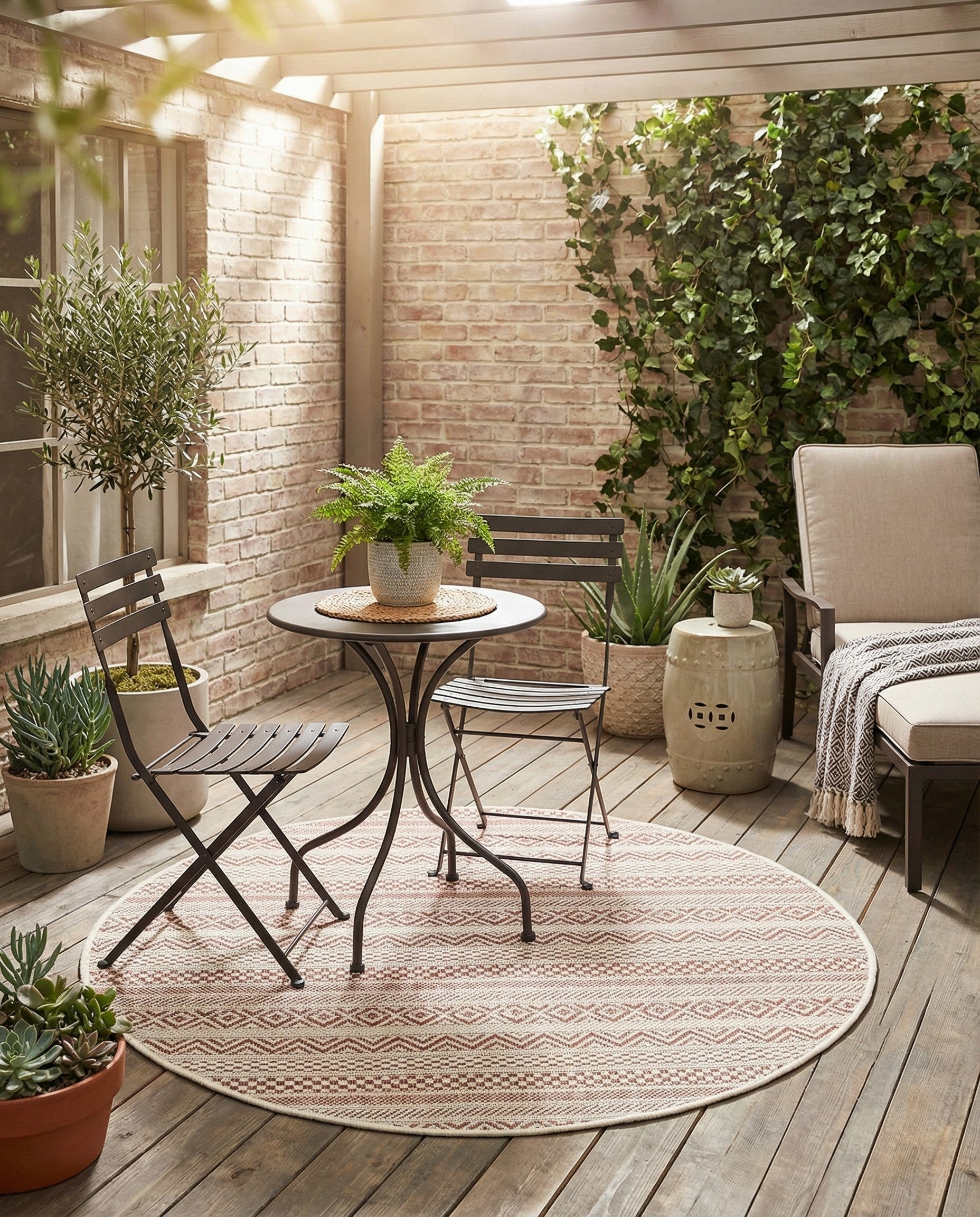  3' x 3'  Washable Ribbon Indoor / Outdoor Round Rug