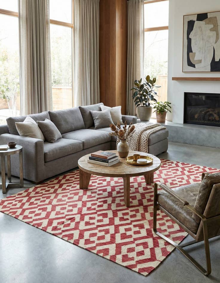 Detail image of 6' x 7' 9  Hand Woven Kilim Modern Wool Rug