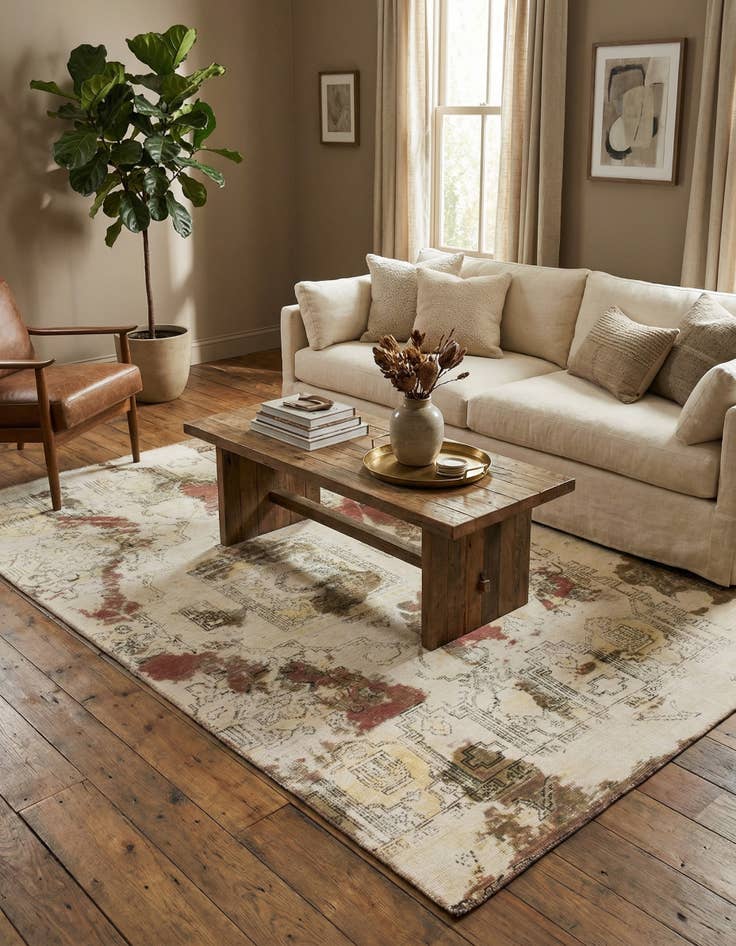 Detail image of 5' 5 x 8' 6  Hand Knotted Ultra Vintage Persian Wool Rug