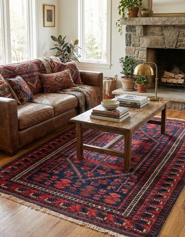 4' x 6' 9 Hand Knotted Afghan Akhche Oriental Wool Rug