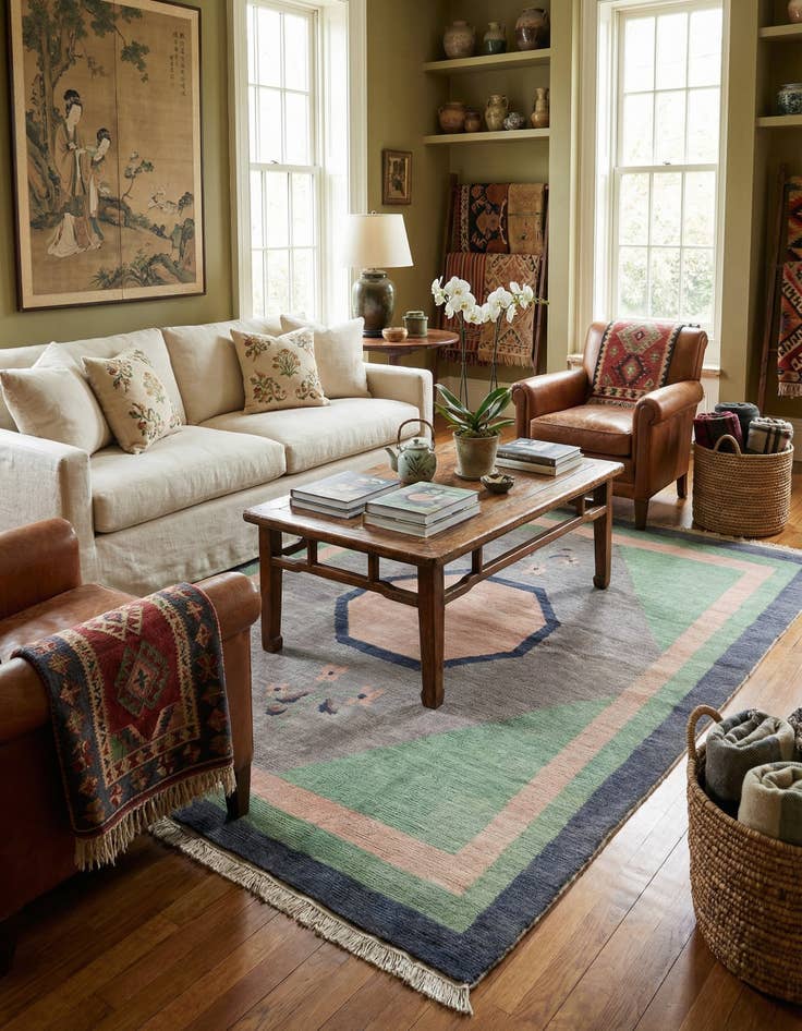 Detail image of 6' 8 x 8' 4  Hand Knotted Tibet Wool Rug