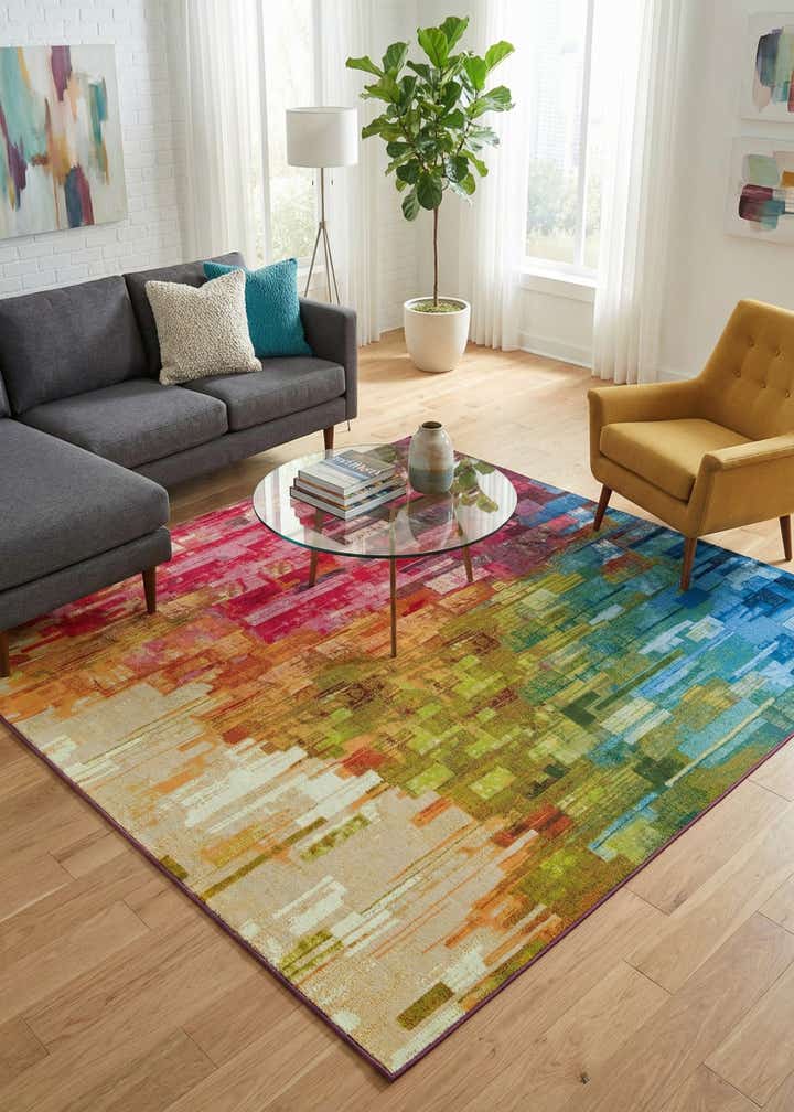 8' x 8' Easy-Clean Modern Indoor / Outdoor Square Rug