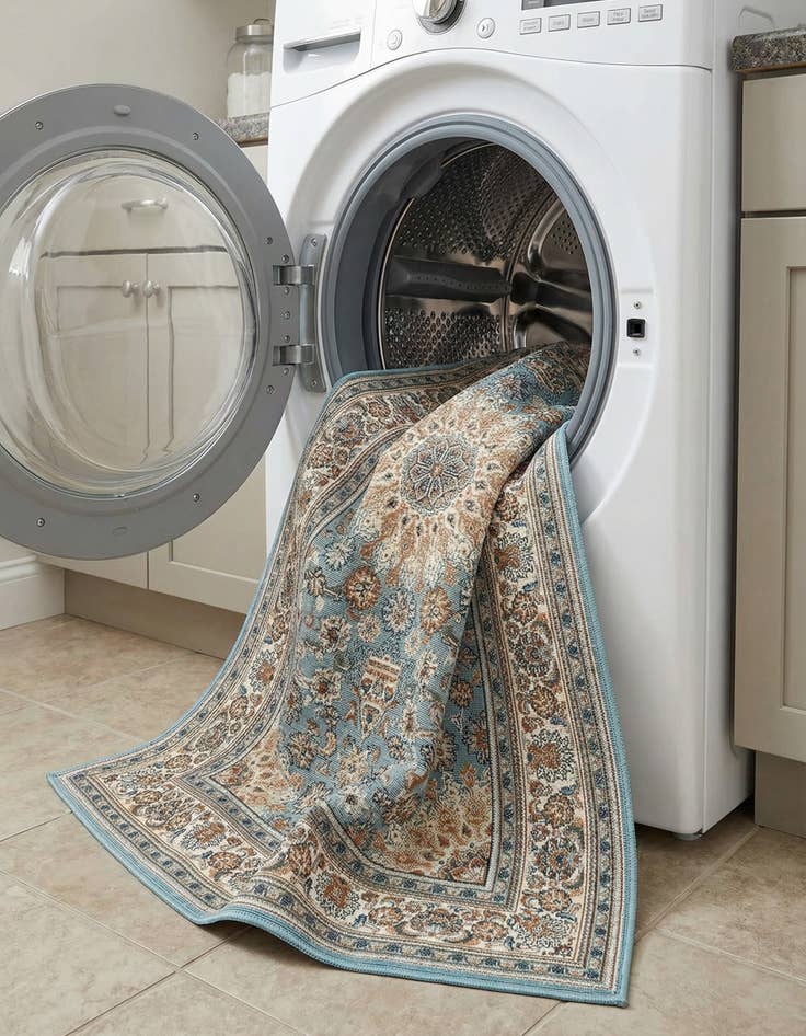 Detail image of  4' 1 x 6' 1  Washable Traditional Indoor / Outdoor Rug