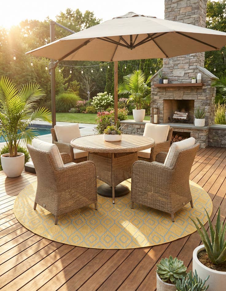 Detail image of 10' 8 x 10' 8 Easy-Clean Jill Zarin Turks and Caicos Indoor / Outdoor Round Rug