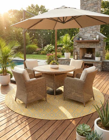 10' 8 x 10' 8 Easy-Clean Jill Zarin Turks and Caicos Indoor / Outdoor Round Rug
