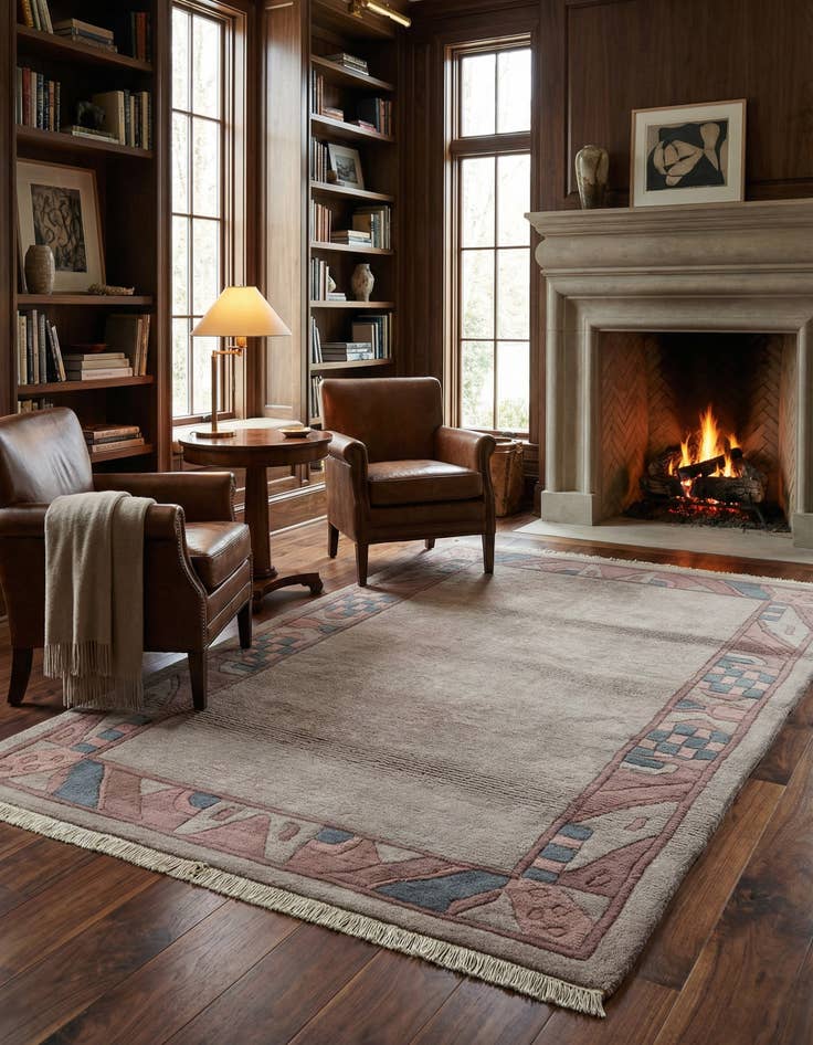 Detail image of 4' x 5' 10  Hand Knotted Tibet Wool Rug