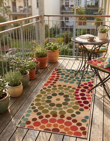 Beige Easy-Clean Modern Indoor / Outdoor Runner Rug