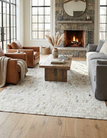 5' 1 x 8' 3 Cowhide Leather Rug