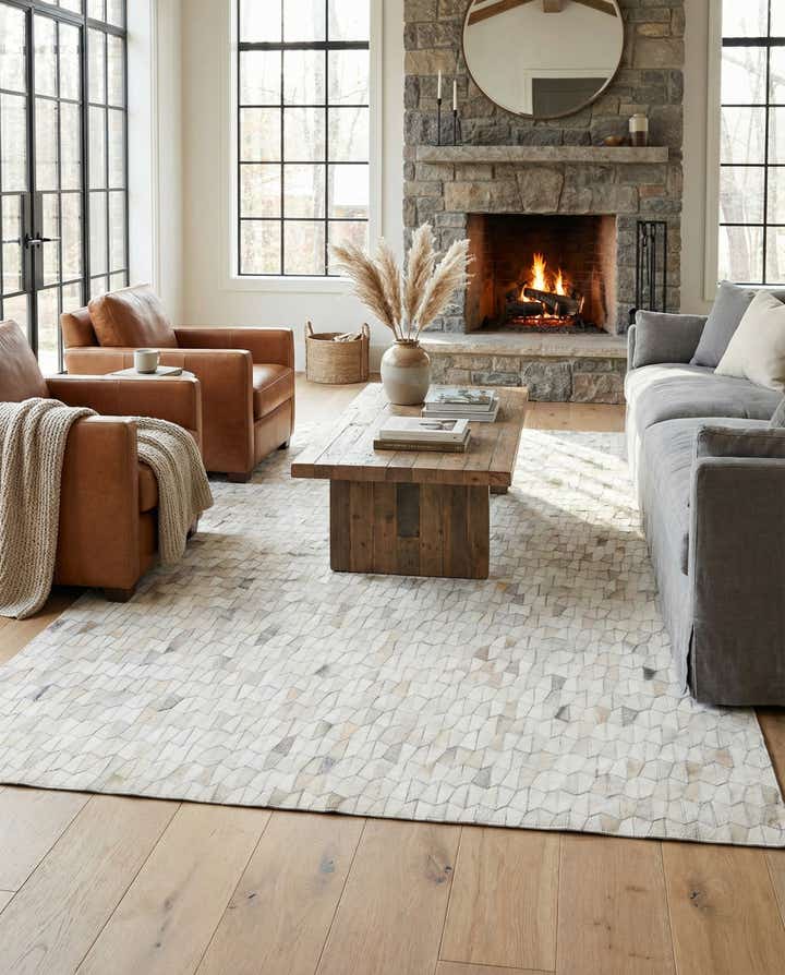 5' 1 x 8' 3 Cowhide Leather Rug