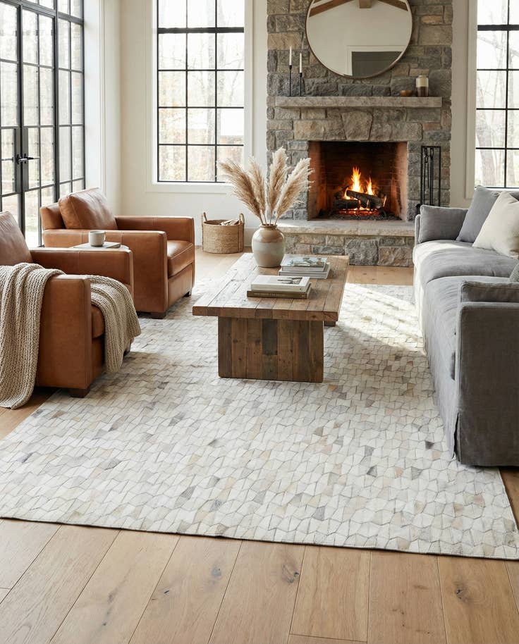 Detail image of 5' 1 x 8' 3 Cowhide Leather Rug