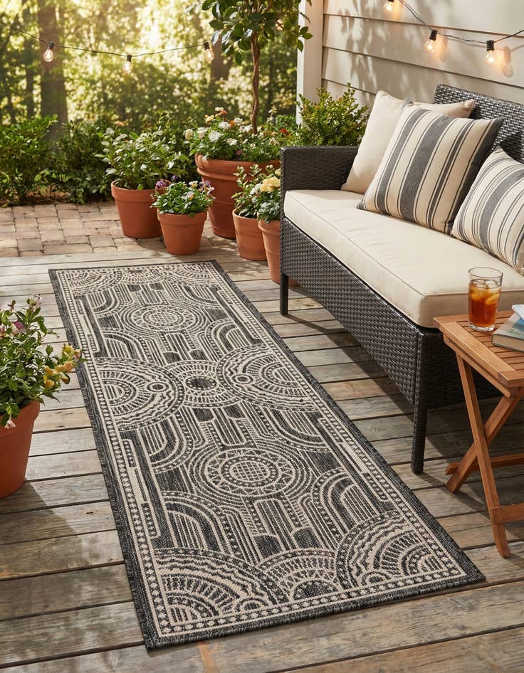 Detail image of 2' x 6' 1  Washable Traditional Indoor / Outdoor Runner Rug