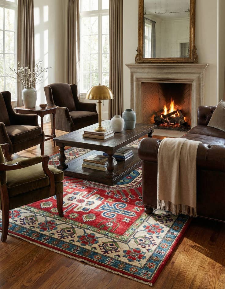 Detail image of 5' x 6' 8  Hand Knotted Kazak Rug