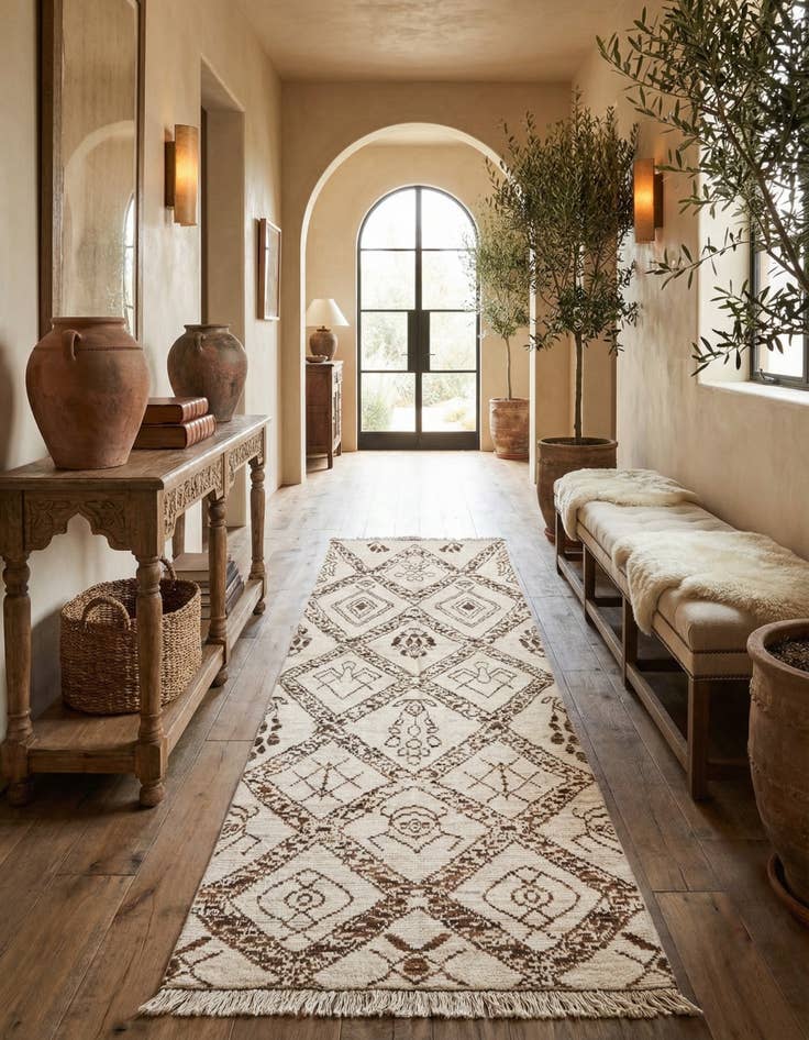 Detail image of 4' 11 x 13' 7 Hand Knotted Moroccan Wool Runner Rug