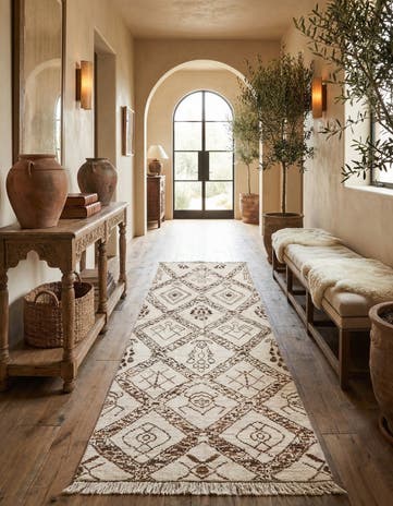 4' 11 x 13' 7 Hand Knotted Moroccan Wool Runner Rug