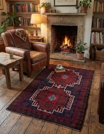 2' 10 x 4' 8 Hand Knotted Balouch Persian Wool Rug