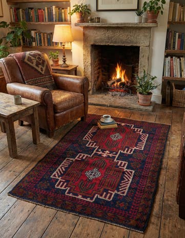 2' 10 x 4' 8 Hand Knotted Balouch Persian Wool Rug
