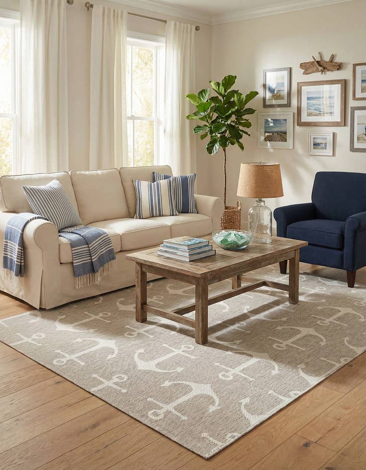 Detail image of 6' x 9'  Washable Coastal Indoor / Outdoor Rug