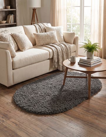 3' x 5' 3 Solid Shag Oval Rug