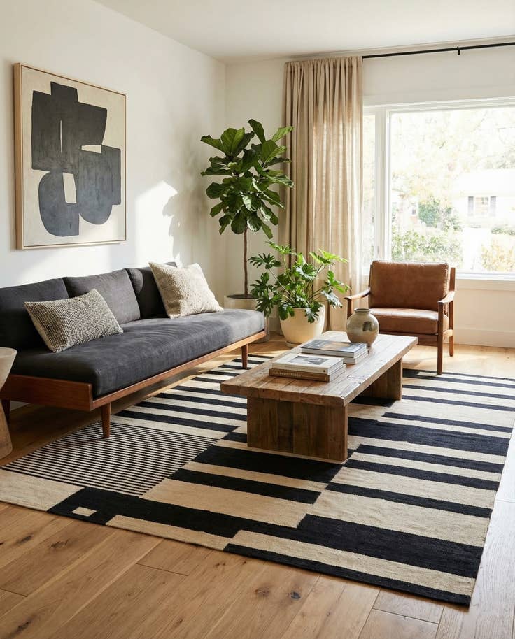 Detail image of 5' 10 x 7' 8 Hand Woven Kilim Modern Wool Rug