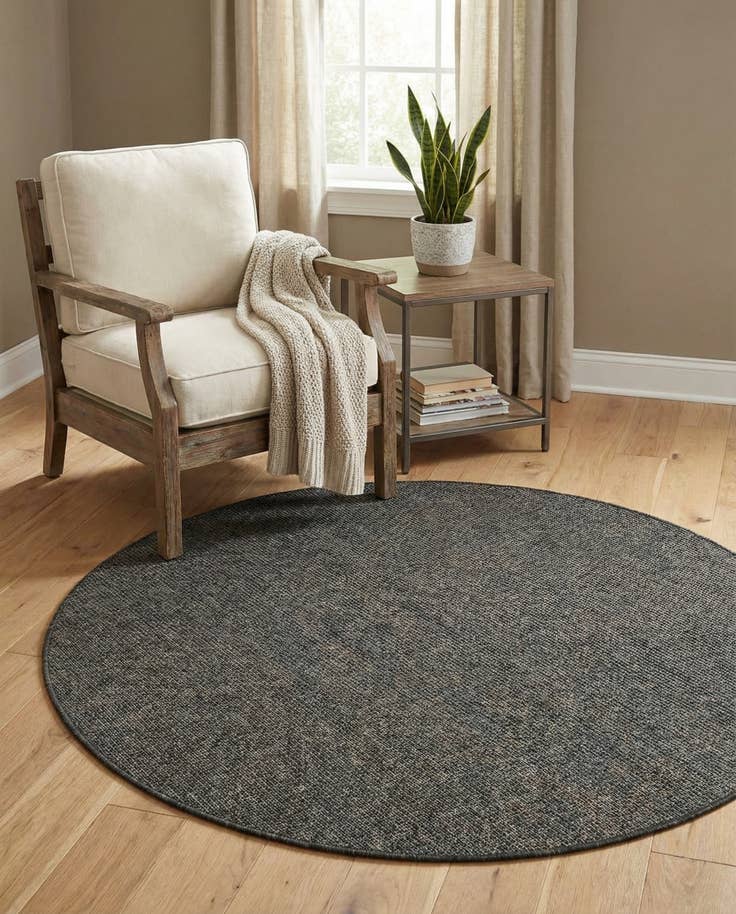 Detail image of 5' 3 x 5' 3 Easy-Clean Solid Indoor / Outdoor Round Rug