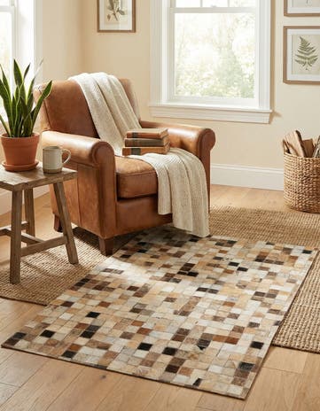 2' x 3' Cowhide Leather Rug