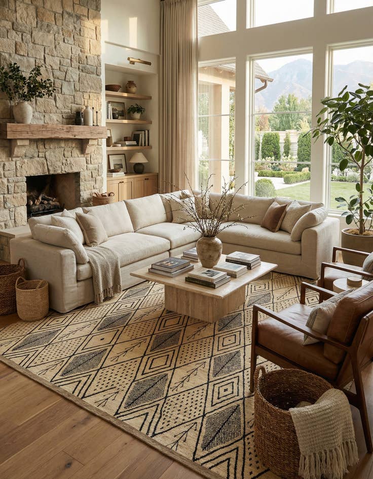 Detail image of 15' 10 x 24' 9  Hand Knotted Moroccan Wool Rug