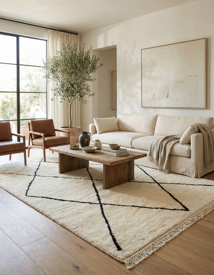 Detail image of 6' 2 x 9' 7  Hand Knotted Moroccan Wool Rug