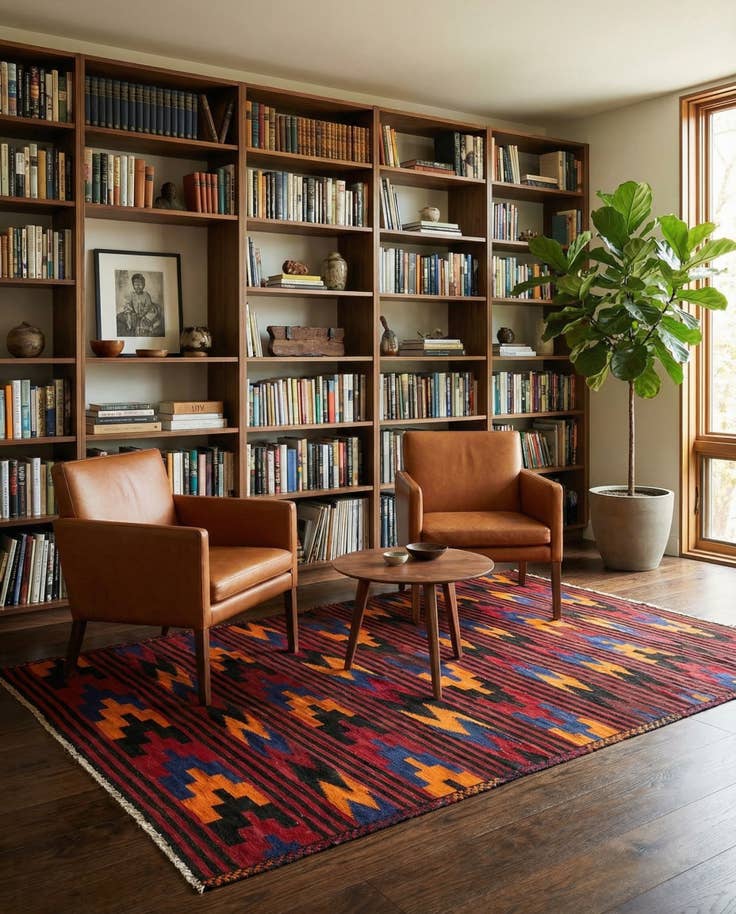 Detail image of 5' 5 x 9' 9 Hand Woven Kilim Fars Wool Rug