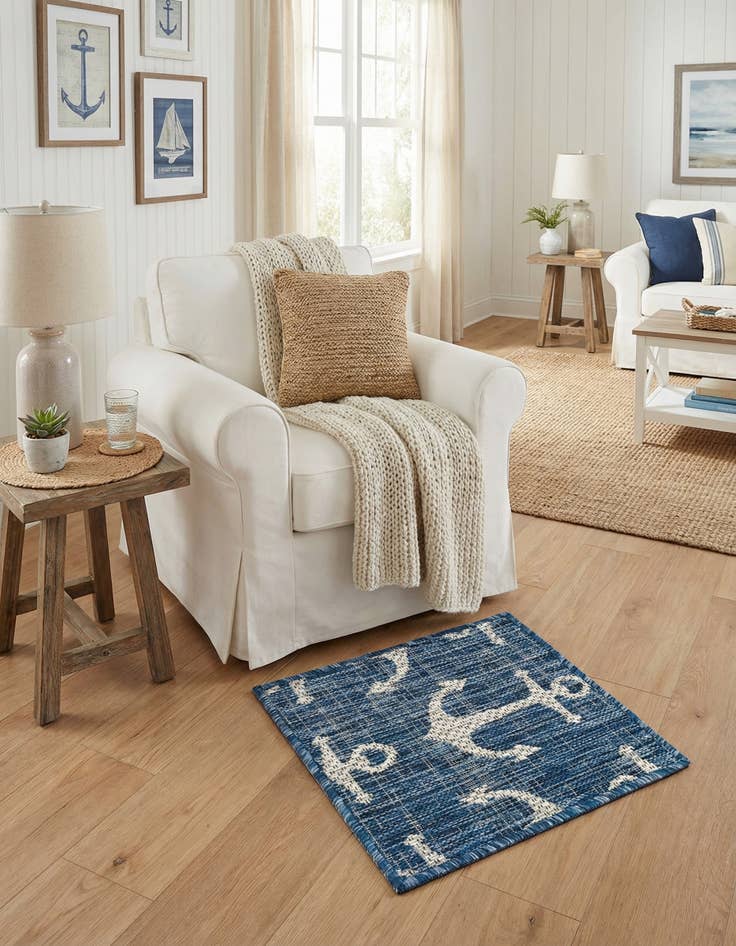 Detail image of 1' 4 x 1' 4  Washable Coastal Indoor / Outdoor Sample Rug