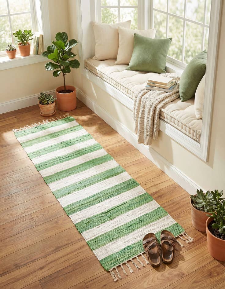 Detail image of  2' 2 x 6' 1  Hand Woven Chindi Rag Runner Rug