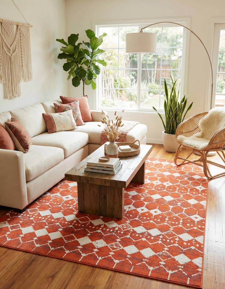 Detail image of 7' 10 x 10'  Washable Trellis Indoor / Outdoor Rug