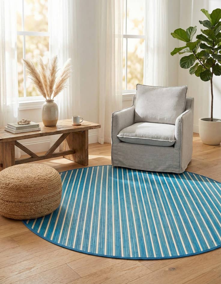 Detail image of  7' x 7' Bamboo Round Rug