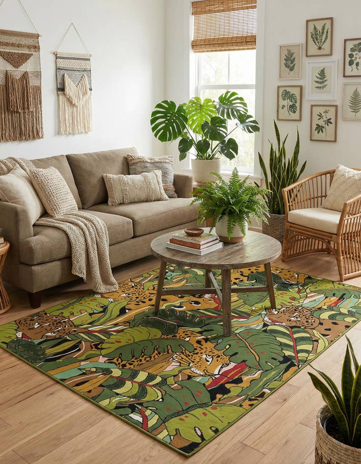 Detail image of 5' x 7'  Washable Botanical Indoor / Outdoor Rug