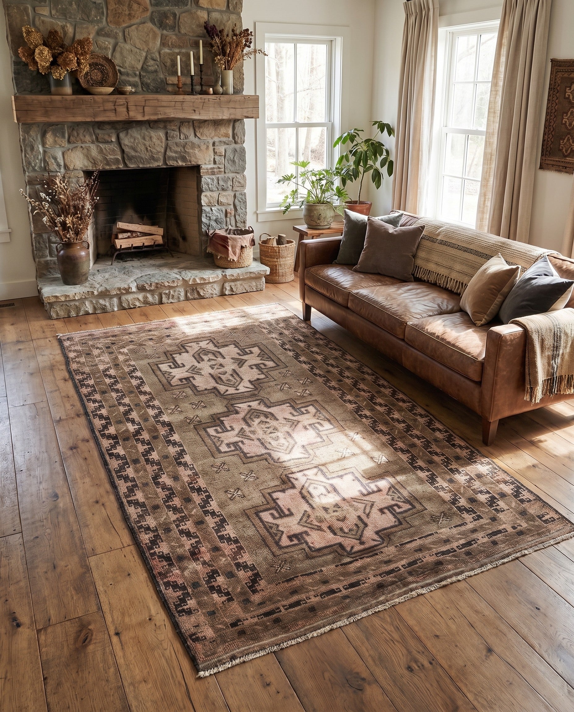 3' 6 x 6' Hand Knotted Ultra Vintage Persian Wool Rug