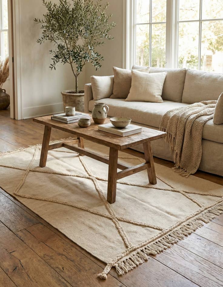 Detail image of 3' 4 x 5'  Hand Woven Moroccan Wool Rug