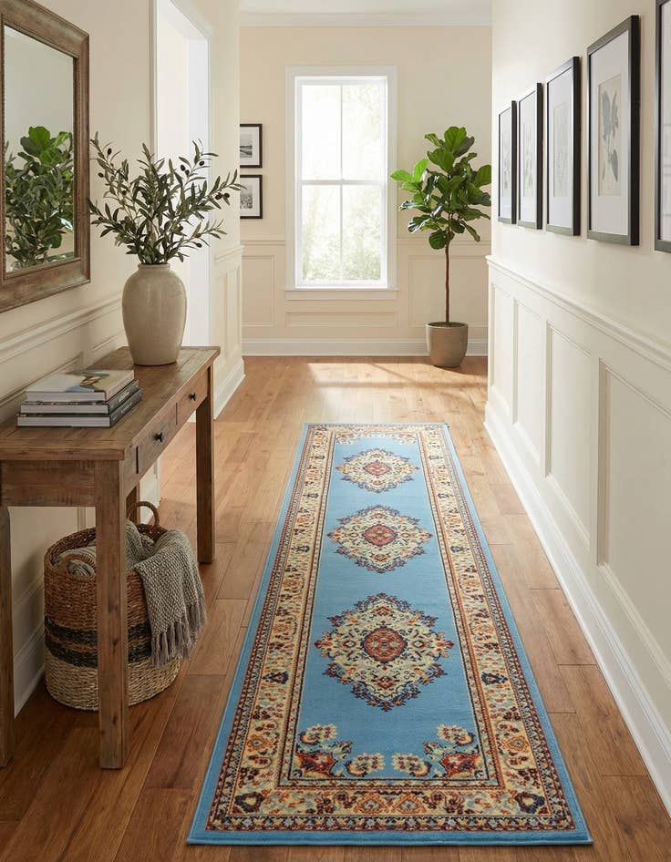 Detail image of 3' x 16' 5 Mashad Design Runner Rug