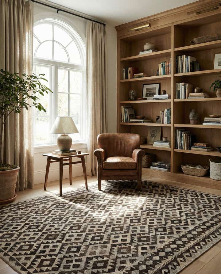 6' 10 x 9' 7 Hand Woven Kilim Maymana Wool Rug