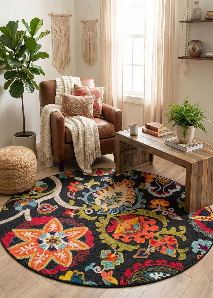 6' x 6' Easy-Clean Casablanca Indoor / Outdoor Round Rug