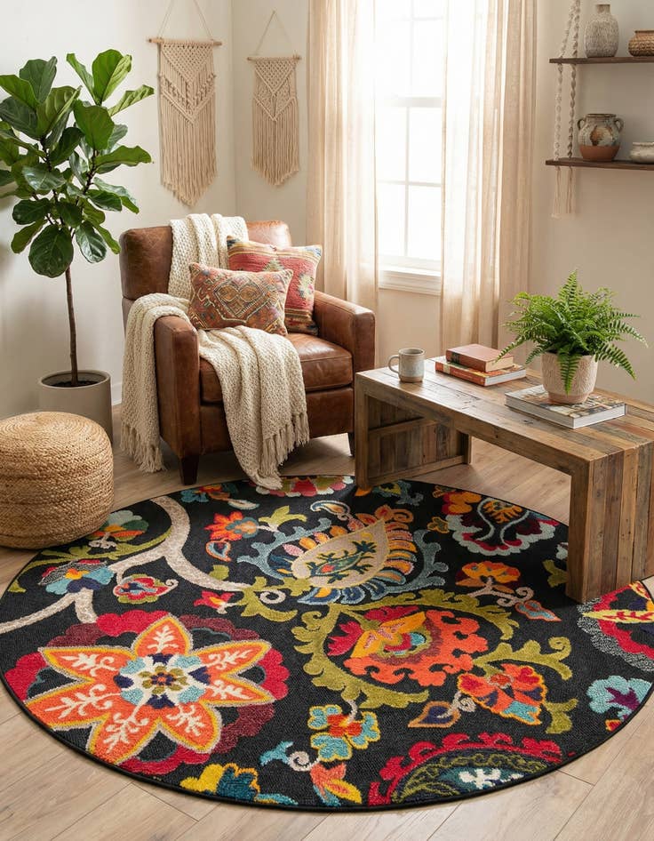 Detail image of 6' x 6' Easy-Clean Casablanca Indoor / Outdoor Round Rug