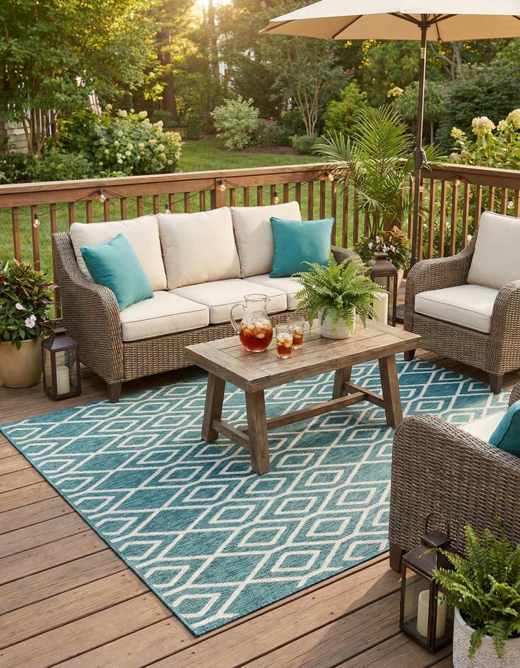 Detail image of 5' 3 x 8' Easy-Clean Jill Zarin Turks and Caicos Indoor / Outdoor Rug