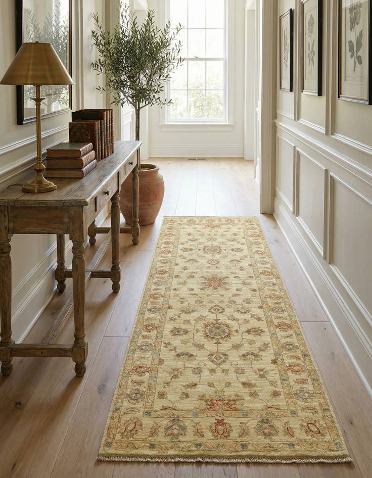 Detail image of 2' 6 x 6' 4  Hand Knotted Peshawar Ziegler Runner Rug