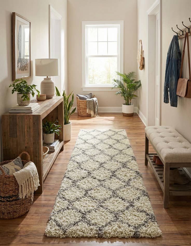 Detail image of 2' 7 x 12' Trellis Shag Runner Rug