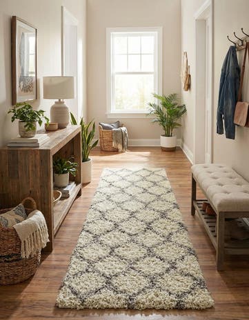 2' 7 x 12' Lattice Shag Runner Rug