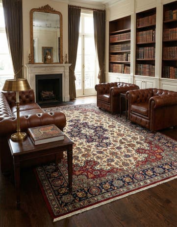 6' 7 x 9' 8 Hand Knotted Qom Persian Rug