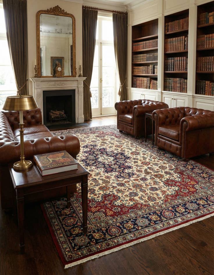 Detail image of  6' 7 x 9' 8  Hand Knotted Qom Persian Rug