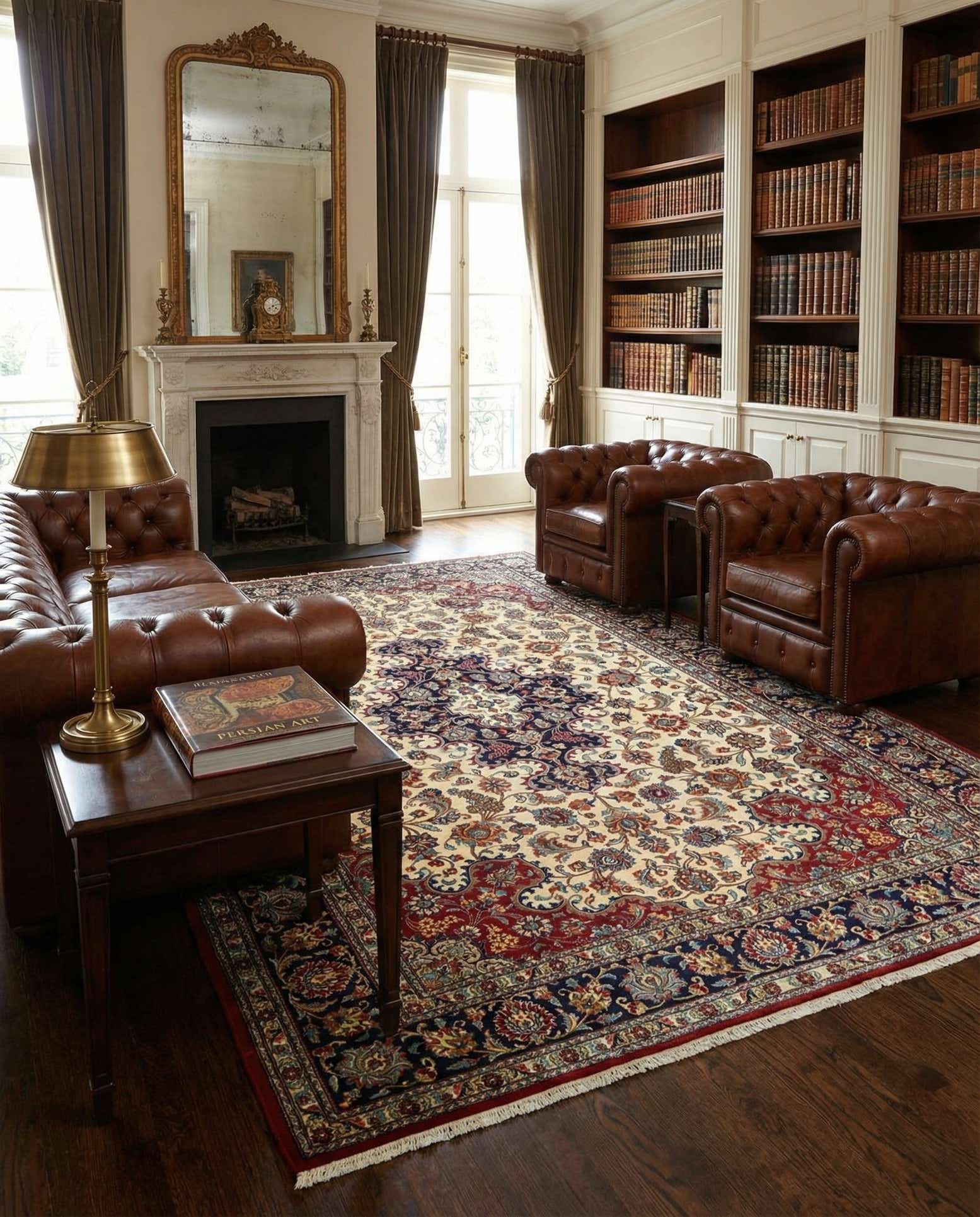 6' 7 x 9' 8 Hand Knotted Qom Persian Rug