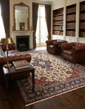 6' 7 x 9' 8 Hand Knotted Qom Persian Rug
