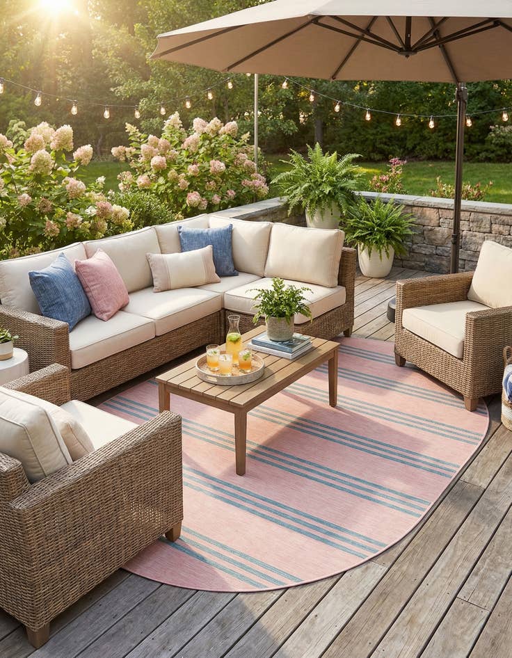 Detail image of 7' 10 x 10'  Washable Jill Zarin Anguilla Indoor / Outdoor Oval Rug