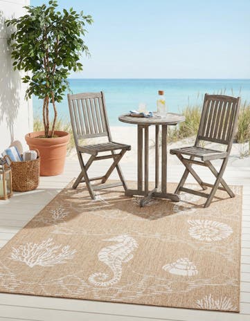 5' 3 x 8' Easy-Clean Coastal Indoor / Outdoor Rug